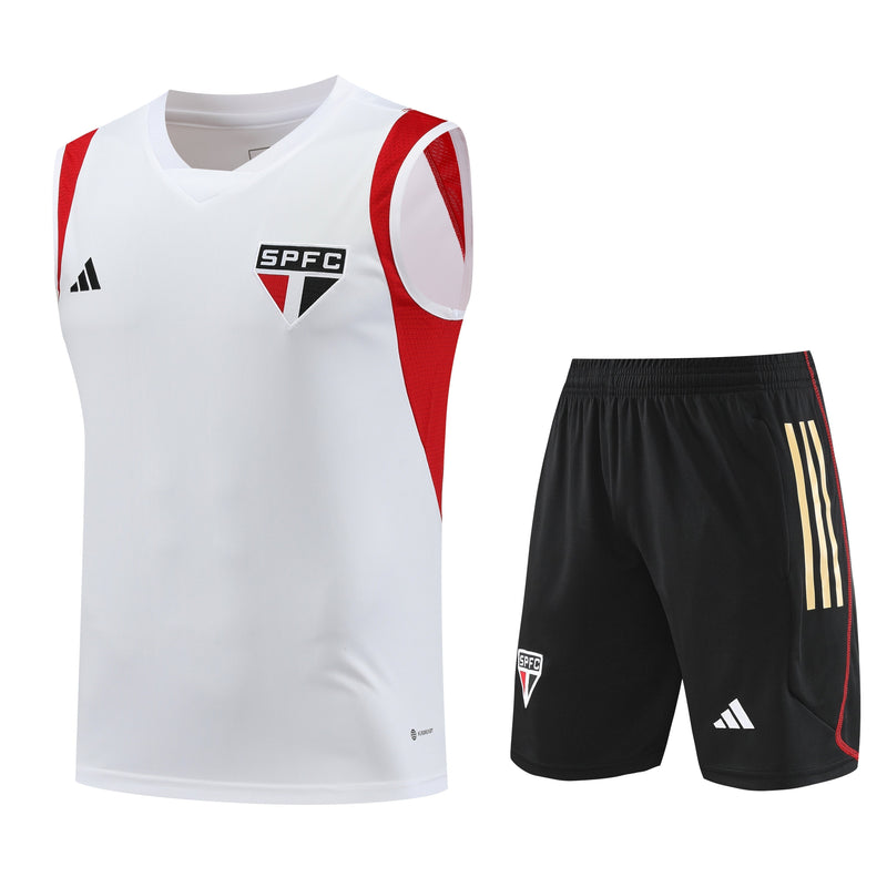 Kit Treino São Paulo 23/24 Adidas - Branco e Preto