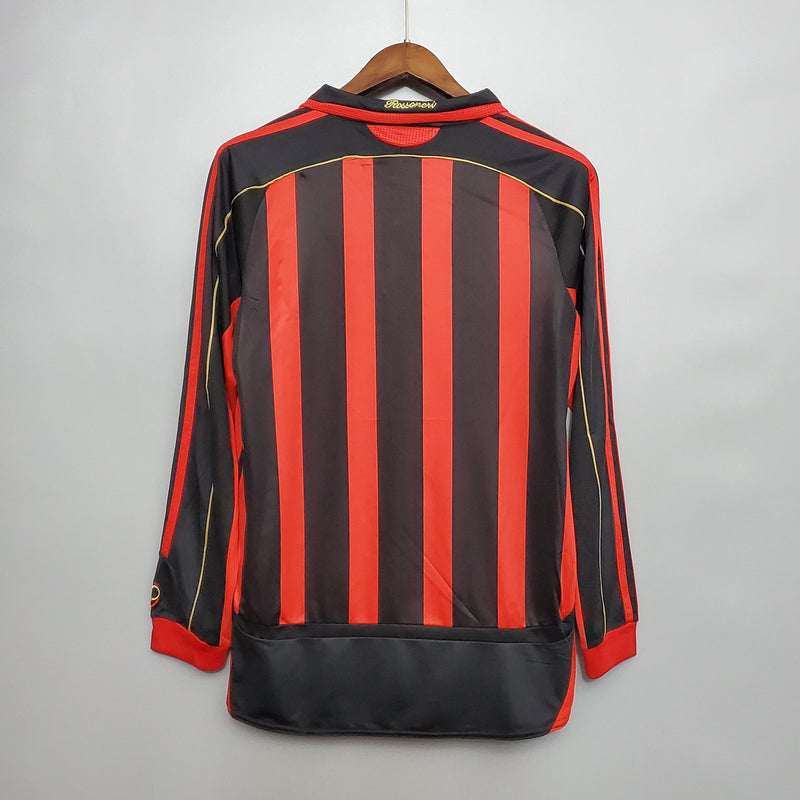 Camisa Manga Longa Milan 06/07 Adidas - Preto e Vermelho