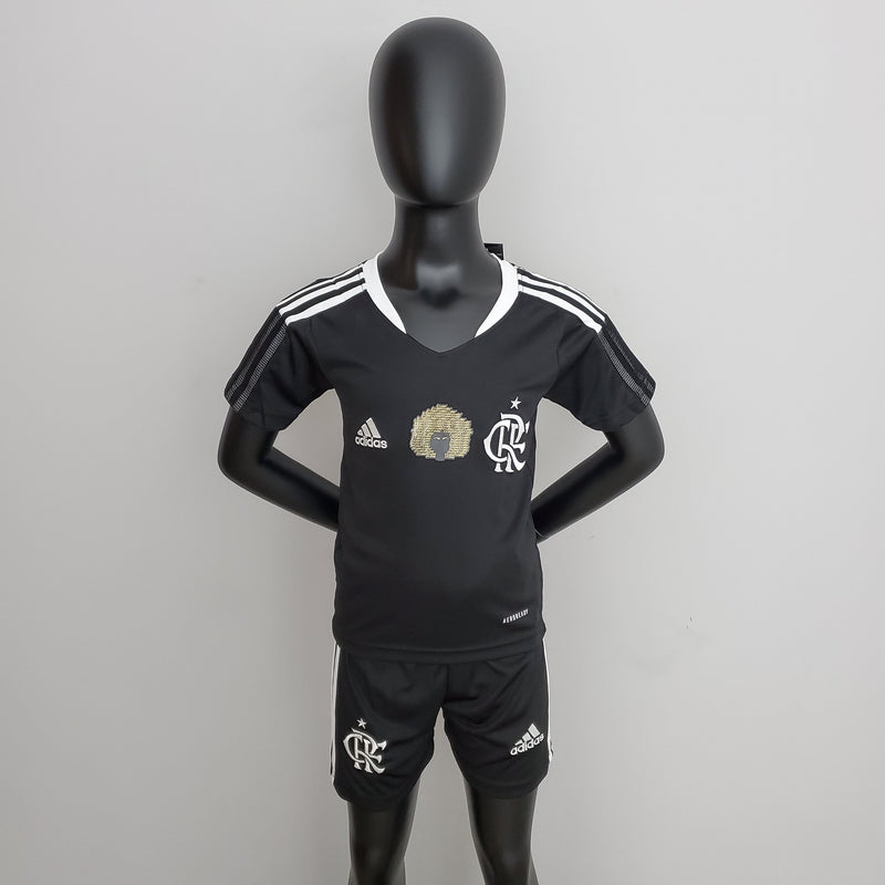 Kit Infantil Flamengo Consciência Negra 22/23 Adidas - Preto