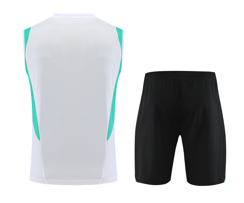 Kit Treino Manchester United 23/24 Adidas - Branco com Preto